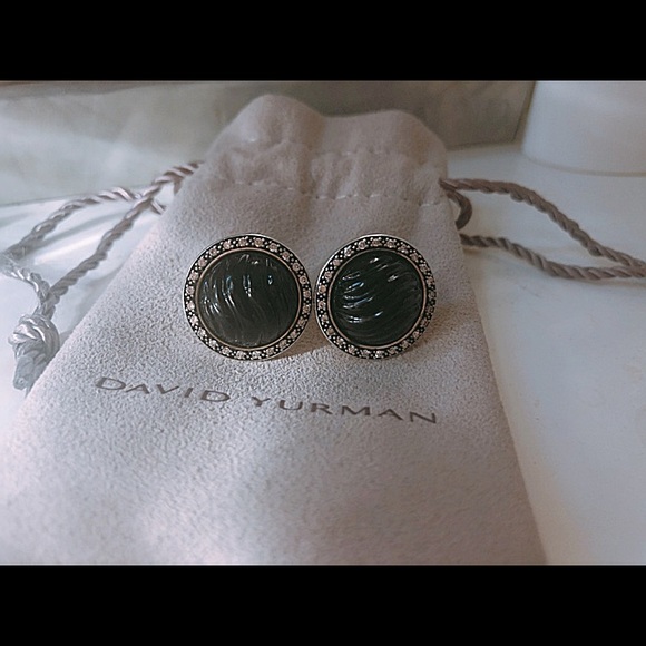 DAVID YURMAN Black Onyx Diamond Button Earrings - Picture 4 of 7